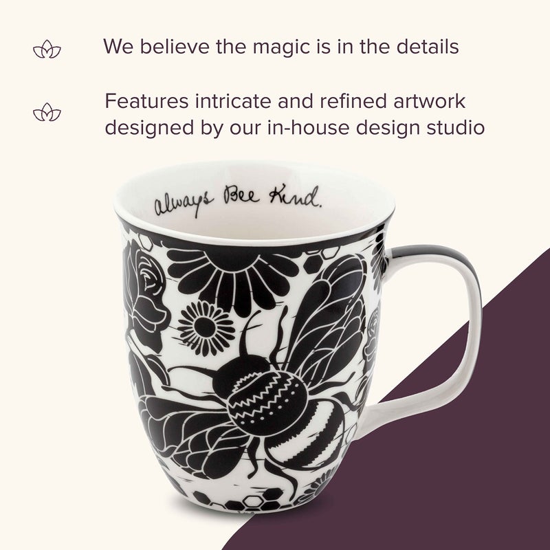 Karma Gifts 16 oz Black and White Boho Mug Bee - Cute Coffee and Tea Mug - Ceramic Coffee Mugs for Women and Men, 1 Count (Pack of 1) - Image 4